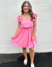 Load image into Gallery viewer, Feeling Fancy Scallop Trim Mini Dress Bubblegum