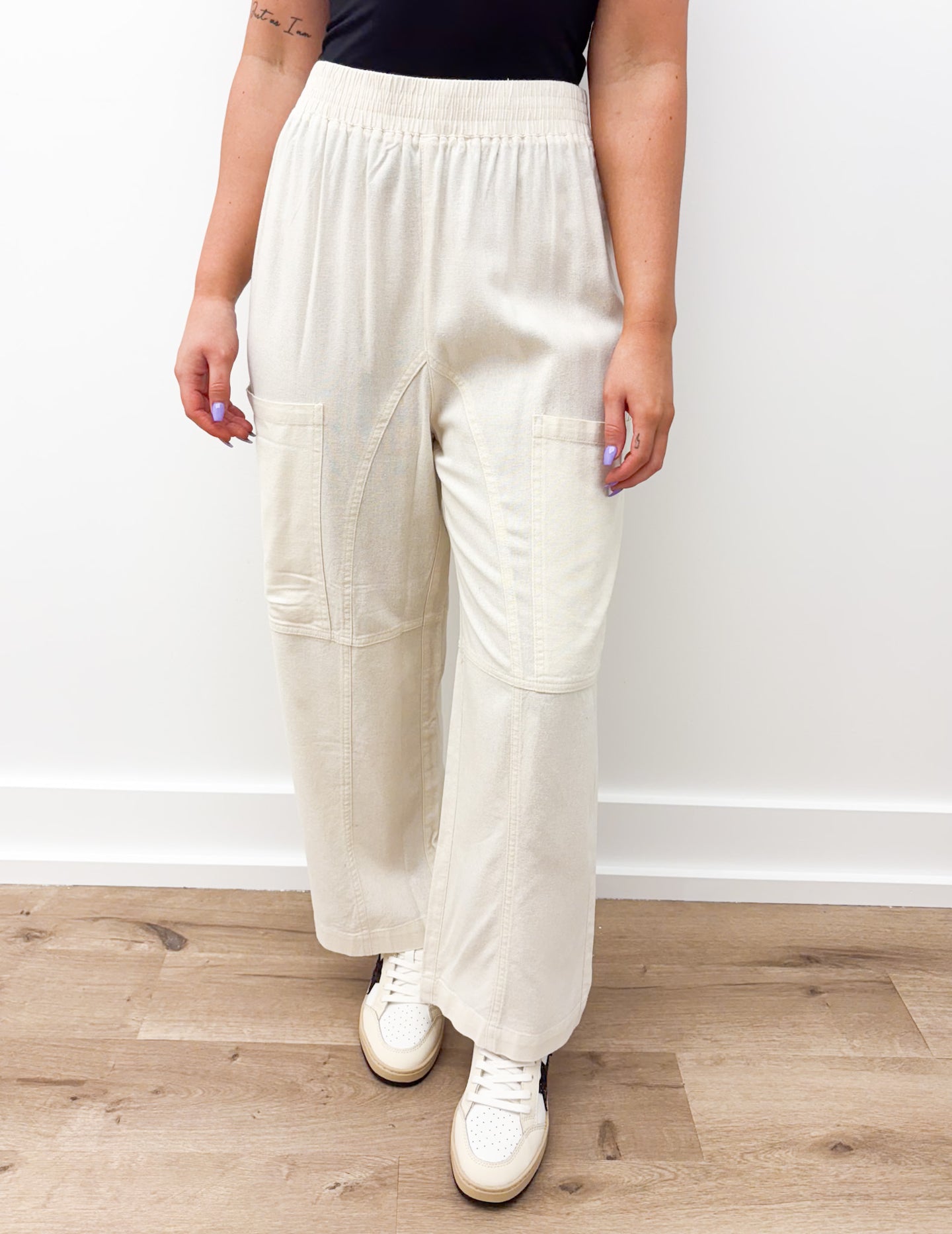 Come Alive Cotton Linen Textured Pants in Natural