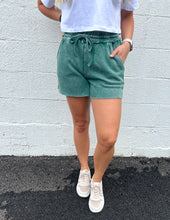 Load image into Gallery viewer, Comfy Days Fleece Drawstring Shorts Dk Green