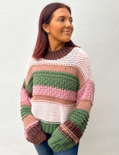 Load image into Gallery viewer, On a Holidate Color Block Stripe Sweater in Pink Multi