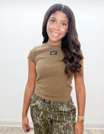Lulu Mac Baby Doll SS Top in Dk Olive