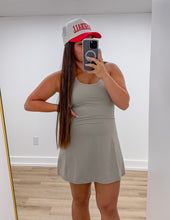 Load image into Gallery viewer, Living The Dream Tennis Romper Dress in Stone Taupe