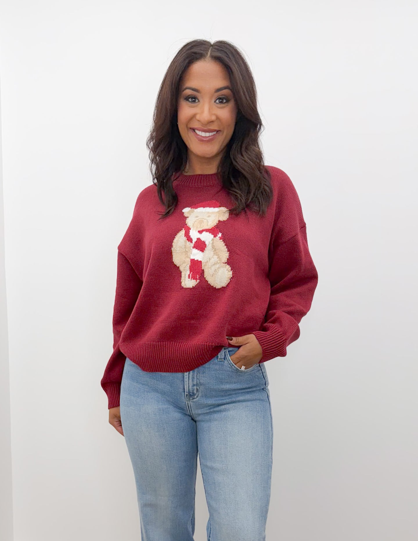 Santa Teddy Bear Graphic Sweater