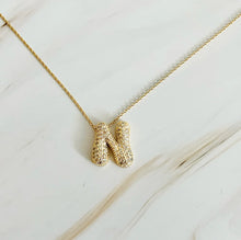 Load image into Gallery viewer, Crystal Bubble Letter Gold Initial Necklace