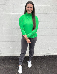 Layering Made Perfect Mock Neck Top Neon Green