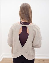 Load image into Gallery viewer, Without You Cotton Slub Open Back LS Top in Taupe