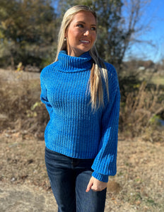 Something To Talk About Turtleneck Sweater Ocean Blue