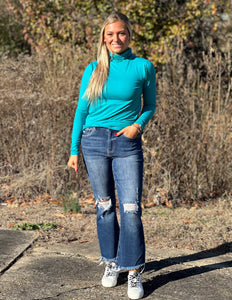 Layering Made Perfect Mock Neck Top Light Teal