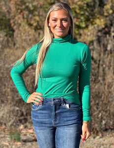 Layering Made Perfect Mock Neck Top Kelly Green