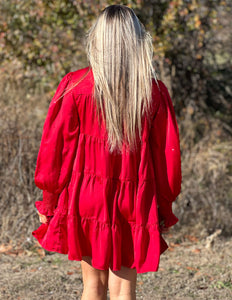 Shining Everyday Rhinestone Dress - Red