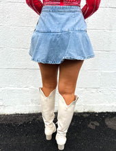 Load image into Gallery viewer, There She Goes Denim Skort Washed Denim