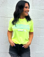 Load image into Gallery viewer, Jackson Apparel Co. Logo SS Tee Neon Lemon