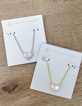 Load image into Gallery viewer, Kendra Scott Heart Letter A Necklace in Silver/Ivory Mother Of Pearl