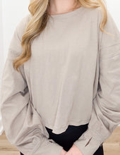 Load image into Gallery viewer, Without You Cotton Slub Open Back LS Top in Taupe