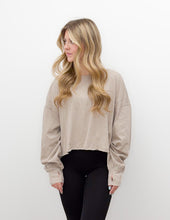 Load image into Gallery viewer, Without You Cotton Slub Open Back LS Top in Taupe