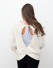 Load image into Gallery viewer, Without You Cotton Slub Open Back LS Top in Bone