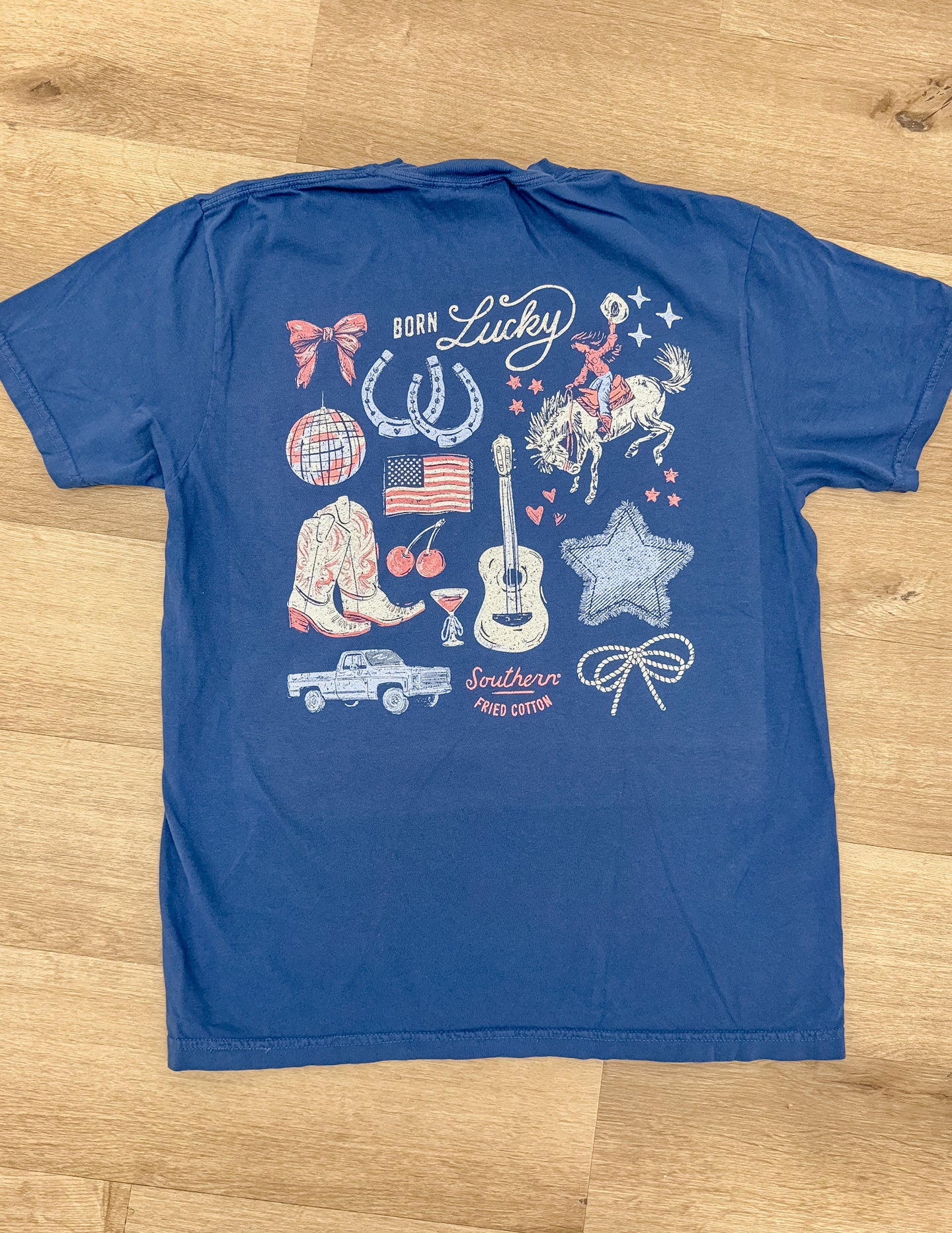 Southern Fried Cotton Born Lucky SS Tee Midnight
