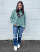 Load image into Gallery viewer, In Good Spirits Oversized Crop Sweater Dk Green