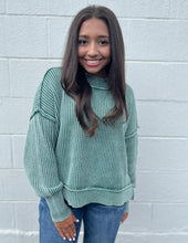 Load image into Gallery viewer, In Good Spirits Oversized Crop Sweater Dk Green