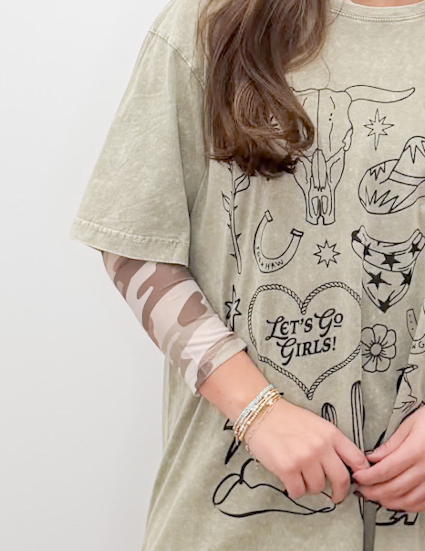 Never Enough Camo Print Mesh Top