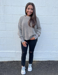 In Good Spirits Oversized Crop Sweater Mocha