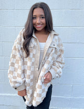 Load image into Gallery viewer, Fall Feelings Checkered Sherpa Shacket