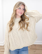 Load image into Gallery viewer, Hanging Around Oversized Cable Knit Sweater in Cream