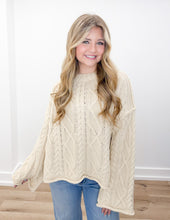 Load image into Gallery viewer, Hanging Around Oversized Cable Knit Sweater in Cream