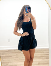 Load image into Gallery viewer, Flounce &amp; Flow Romper in Black