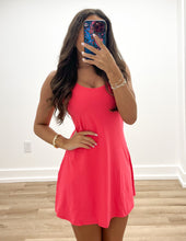 Load image into Gallery viewer, Living The Dream Tennis Romper Dress in Flamingo Pink