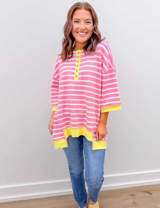 It Goes On And On Stripe Knit Henly Neckline Top