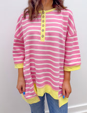 Load image into Gallery viewer, It Goes On And On Stripe Knit Henly Neckline Top