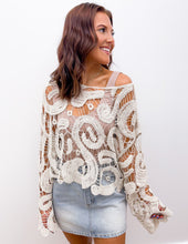 Load image into Gallery viewer, She Tried Crochet Lace Flared Sleeves Top