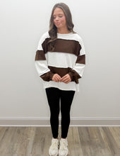 Load image into Gallery viewer, French Terry Color Block LS Top in Chocolate