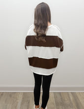 Load image into Gallery viewer, French Terry Color Block LS Top in Chocolate