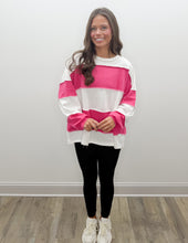 Load image into Gallery viewer, French Terry Color Block LS Top in Hot Pink