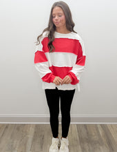 Load image into Gallery viewer, French Terry Color Block LS Top in Ruby