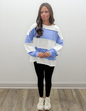Load image into Gallery viewer, French Terry Color Block LS Top in Cornflower Blue