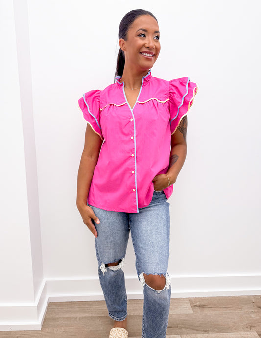 Love Me Not Flutter Sleeve Top