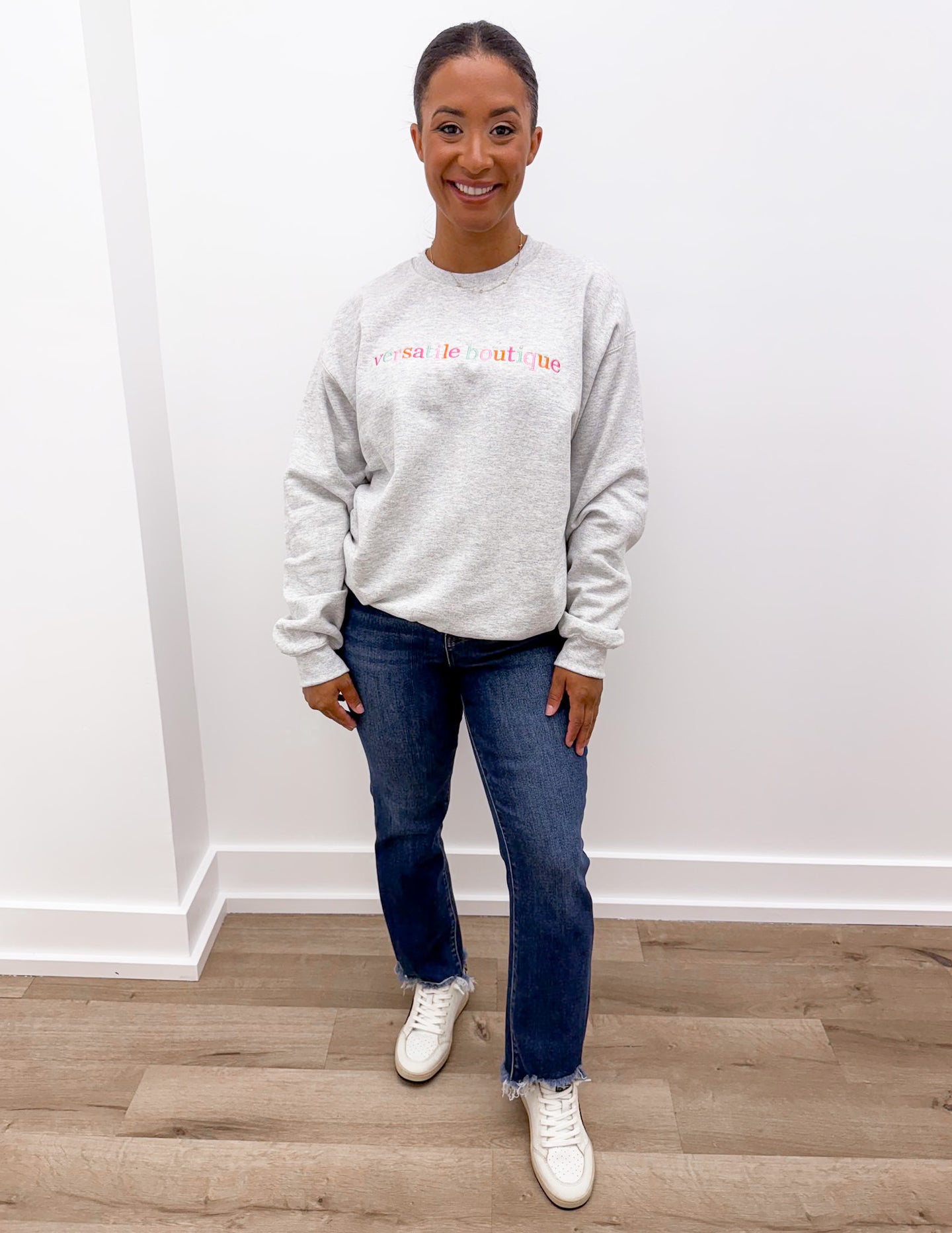 Versatile Logo Sweatshirt in Grey