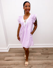 Load image into Gallery viewer, Spring Dreams Ruffle Sleeve Mini Dress in Lilac
