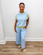 Load image into Gallery viewer, Crazy And Cute Colorblock Pullover And Pants Set in Sky Blue