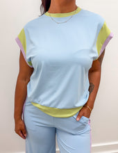 Load image into Gallery viewer, Crazy And Cute Colorblock Pullover And Pants Set in Sky Blue