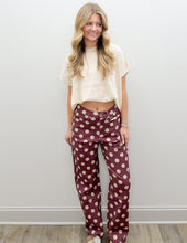 Load image into Gallery viewer, Love Somebody Polk Dot Wide Leg Pants in Burgundy/Grey