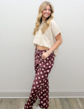 Load image into Gallery viewer, Love Somebody Polk Dot Wide Leg Pants in Burgundy/Grey
