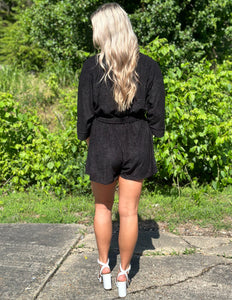 Beach Dreamin' Textured Romper Black