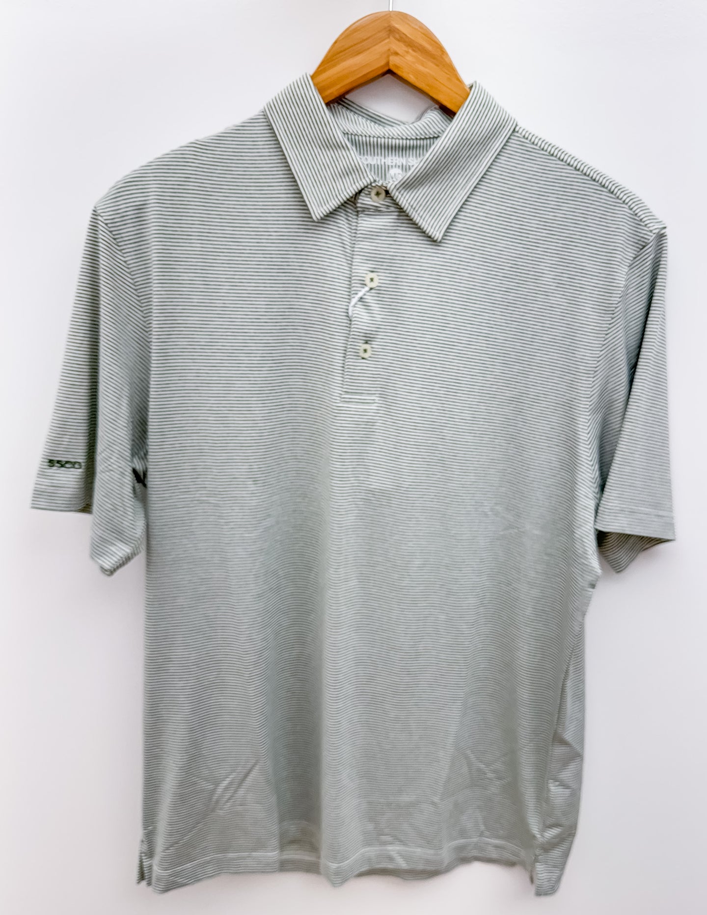 Southern Shirt Heather Madison Stripe Polo in Dusty Olive