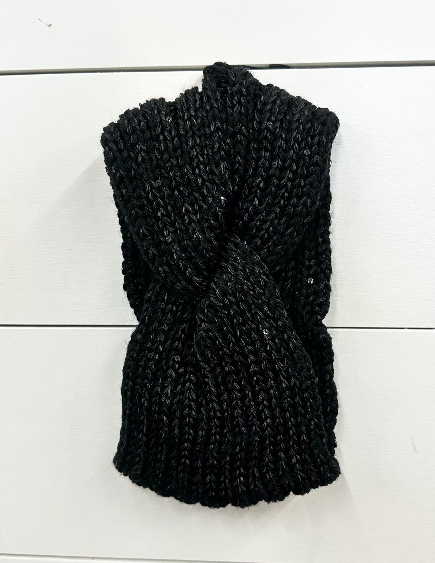 Keep Me Warm Twist Knit Headband Black