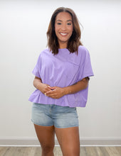 Load image into Gallery viewer, Hope It Rains Exposed Seam Boxy Top in Lavender