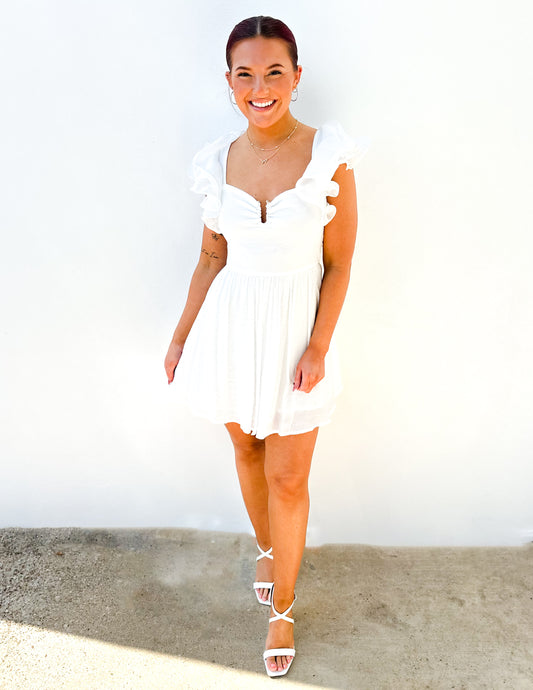 Picture Perfect Cowl Neck Dress in White
